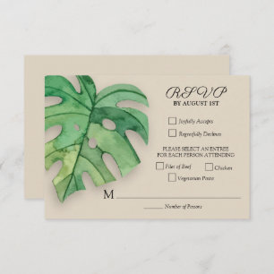 Botanische Hochzeit in Monstera RSVP Karte