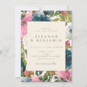 Botanische Hochzeit in rosa Botanischer Wasserfarb Einladung (Vorderseite)