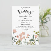 Botanische Hochzeit in Rosa Einladung (Stehend Vorderseite)