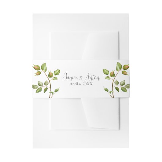 Botanische Hochzeit in Rosa Einladungsbanderole (Vorderseite Beispiel)