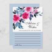 Botanische Hochzeit in Rosa Floral Hinweiskarte (Vorne/Hinten)