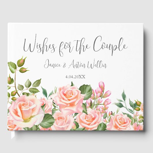 Botanische Hochzeit in Rosa Gästebuch (Vorderseite)