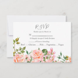 Botanische Hochzeit in Rosa RSVP Karte