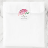 Botanische Hochzeit in Rosa Runder Aufkleber (Tasche)