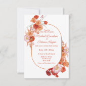 Botanische Hochzeit in Rot-Orange Einladung (Vorderseite)