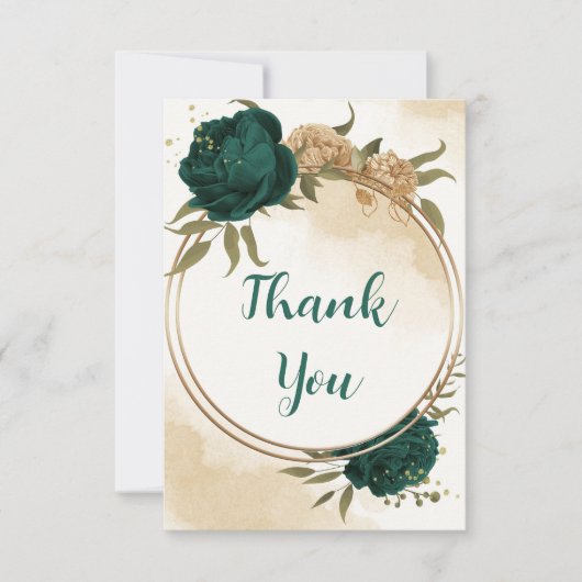Botanische Hochzeit in Smaragdgrün Dankeskarte (Vorderseite)