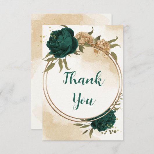 Botanische Hochzeit in Smaragdgrün Dankeskarte (Vorne/Hinten)