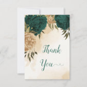 Botanische Hochzeit in Smaragdgrün Dankeskarte (Vorderseite)