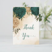 Botanische Hochzeit in Smaragdgrün Dankeskarte (Stehend Vorderseite)