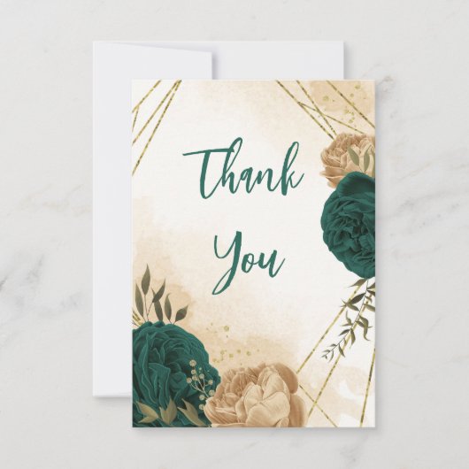 Botanische Hochzeit in Smaragdgrün Dankeskarte (Vorderseite)