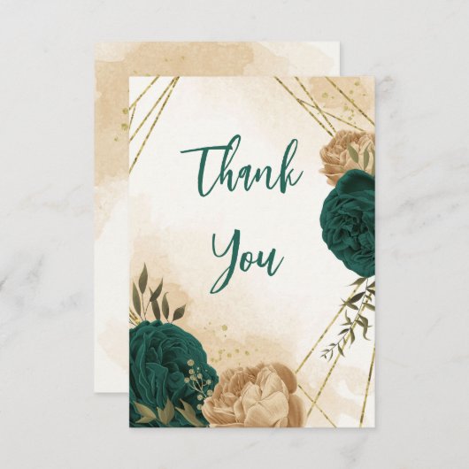 Botanische Hochzeit in Smaragdgrün Dankeskarte (Vorne/Hinten)