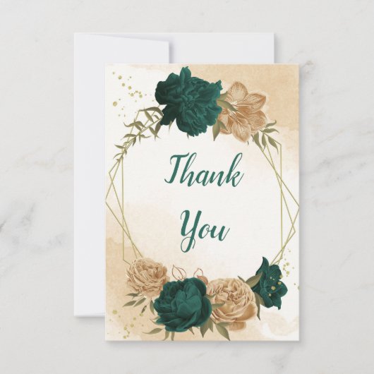 Botanische Hochzeit in Smaragdgrün Dankeskarte (Vorderseite)