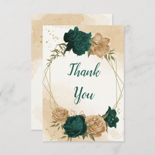 Botanische Hochzeit in Smaragdgrün Dankeskarte (Vorne/Hinten)