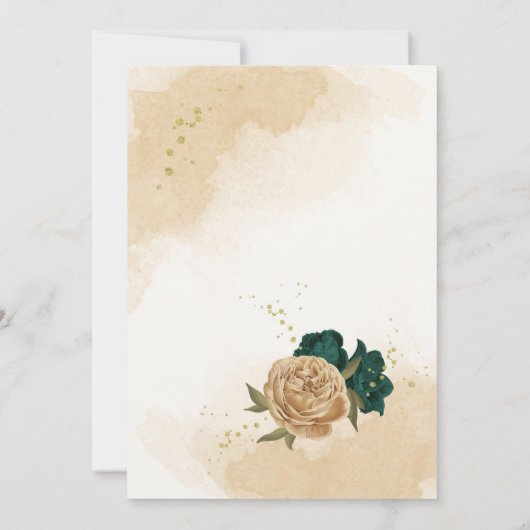 Botanische Hochzeit in Smaragdgrün Einladung (Rückseite)