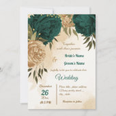 Botanische Hochzeit in Smaragdgrün Einladung (Vorderseite)