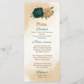 Botanische Hochzeit in Smaragdgrün Menükarte (Vorderseite)