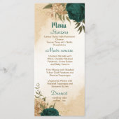 Botanische Hochzeit in Smaragdgrün Menükarte (Vorderseite)