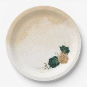 Botanische Hochzeit in Smaragdgrün Pappteller (Vorderseite)