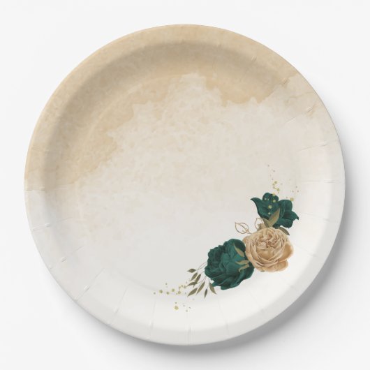 Botanische Hochzeit in Smaragdgrün Pappteller (Vorderseite)