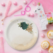 Botanische Hochzeit in Smaragdgrün Pappteller (Party)