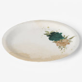 Botanische Hochzeit in Smaragdgrün Pappteller (Schrägansicht)