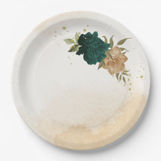 Botanische Hochzeit in Smaragdgrün Pappteller (Vorderseite)