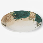 Botanische Hochzeit in Smaragdgrün Pappteller (Schrägansicht)