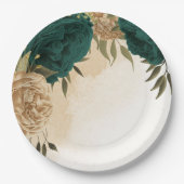 Botanische Hochzeit in Smaragdgrün Pappteller (Vorderseite)