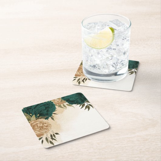 Botanische Hochzeit in Smaragdgrün Rechteckiger Pappuntersetzer (Vor Ort)