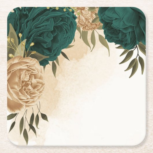 Botanische Hochzeit in Smaragdgrün Rechteckiger Pappuntersetzer (Vorderseite)