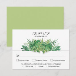 Botanische Hochzeit in tropischen Blättern RSVP Karte