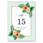 Botanische Hochzeit in tropischer Wasserfarbe Tischnummer (Rückseite)