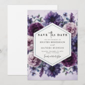 Botanische Hochzeit Lila Blumen Save The Date (Vorne/Hinten)