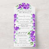 Botanische Hochzeit Lila Flora und Fauna All In One Einladung (Innen Boden)