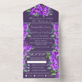 Botanische Hochzeit Lila Flora und Fauna All In One Einladung (Innen Boden)