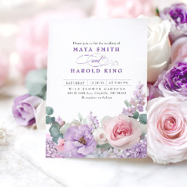 Botanische Hochzeit Lila und rosa Boho Einladung
