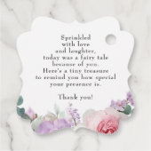 Botanische Hochzeit lila und rosa florale Hochzeit Geschenkanhänger (Rückseite)