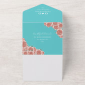 Botanische Hochzeit mit aquamarinen und Korallen All In One Einladung (Außenbereich)