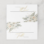 Botanische Hochzeit mit blass weichem Flor Platzkarte (Außenseite Aufgefaltet)