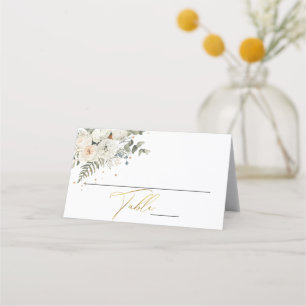 Botanische Hochzeit mit blass weichem Flor Platzkarte