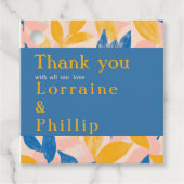 Botanische Hochzeit mit Blauer und Gelbblättriger  Geschenkanhänger (Vorderseite)