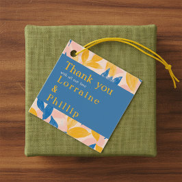 Botanische Hochzeit mit Blauer und Gelbblättriger  Geschenkanhänger