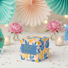 Botanische Hochzeit mit Blauer und Gelbblättriger  Geschenkschachtel