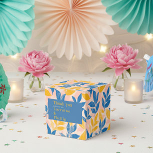 Botanische Hochzeit mit Blauer und Gelbblättriger  Geschenkschachtel