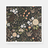 Botanische Hochzeit mit blühenden Schwarz-Weiß-Blu Serviette (Vorderseite)