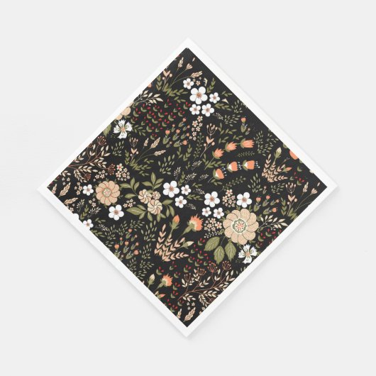 Botanische Hochzeit mit blühenden Schwarz-Weiß-Blu Serviette (Ecke)