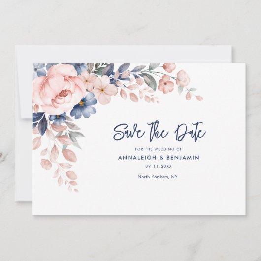 Botanische Hochzeit mit Blumenschrift Save The Date (Vorderseite)