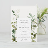 Botanische Hochzeit mit botanischem Blattwerk Einladung (Stehend Vorderseite)