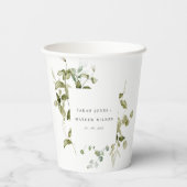 Botanische Hochzeit mit botanischem Blattwerk Pappbecher (Rückseite)