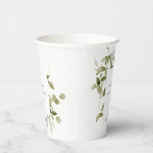 Botanische Hochzeit mit botanischem Blattwerk Pappbecher (Rechts)